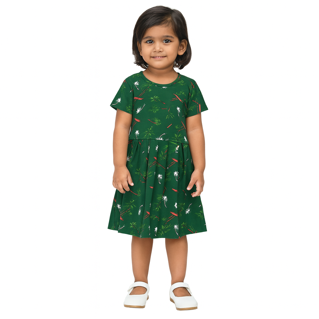Baby Girl Cotton Printed Frock Dress | Short Sleeve | Below Knee