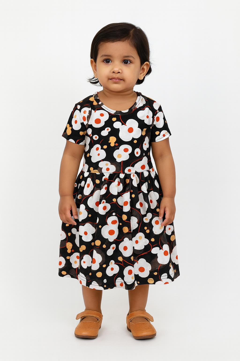 Baby Girl Cotton Printed Frock Dress | Short Sleeve | Below Knee