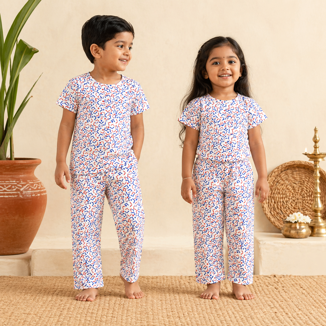 Unisex Printed Co-ord Set for Kids (Top & Pant)