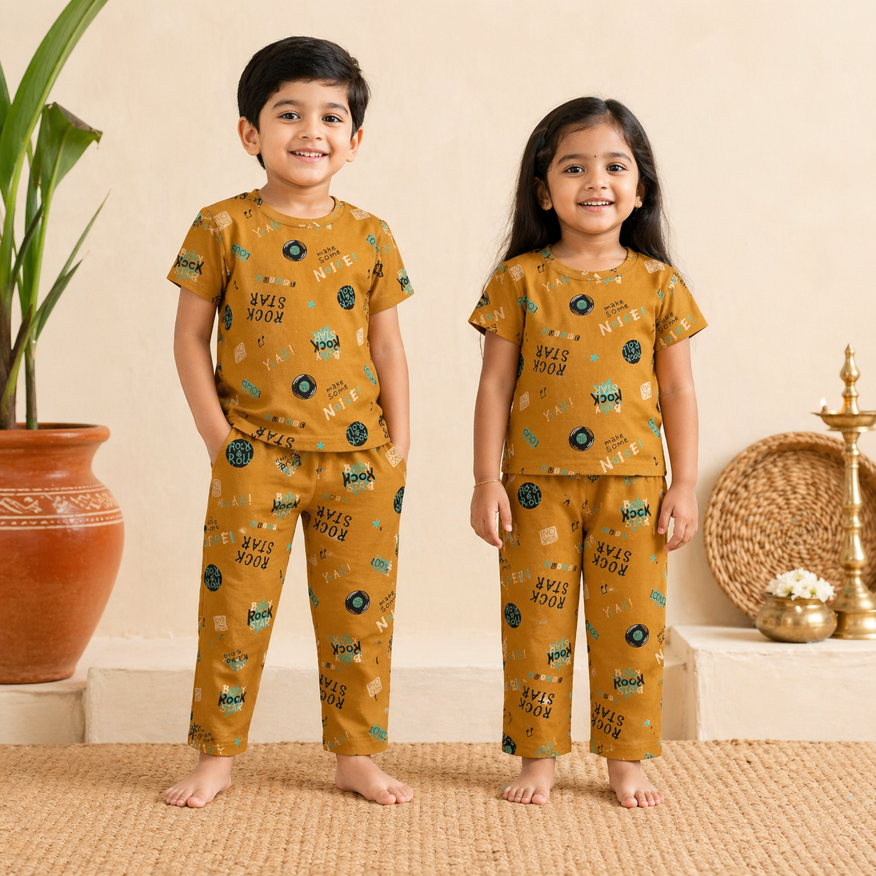 Unisex Printed Co-ord Set for Kids (Top & Pant)