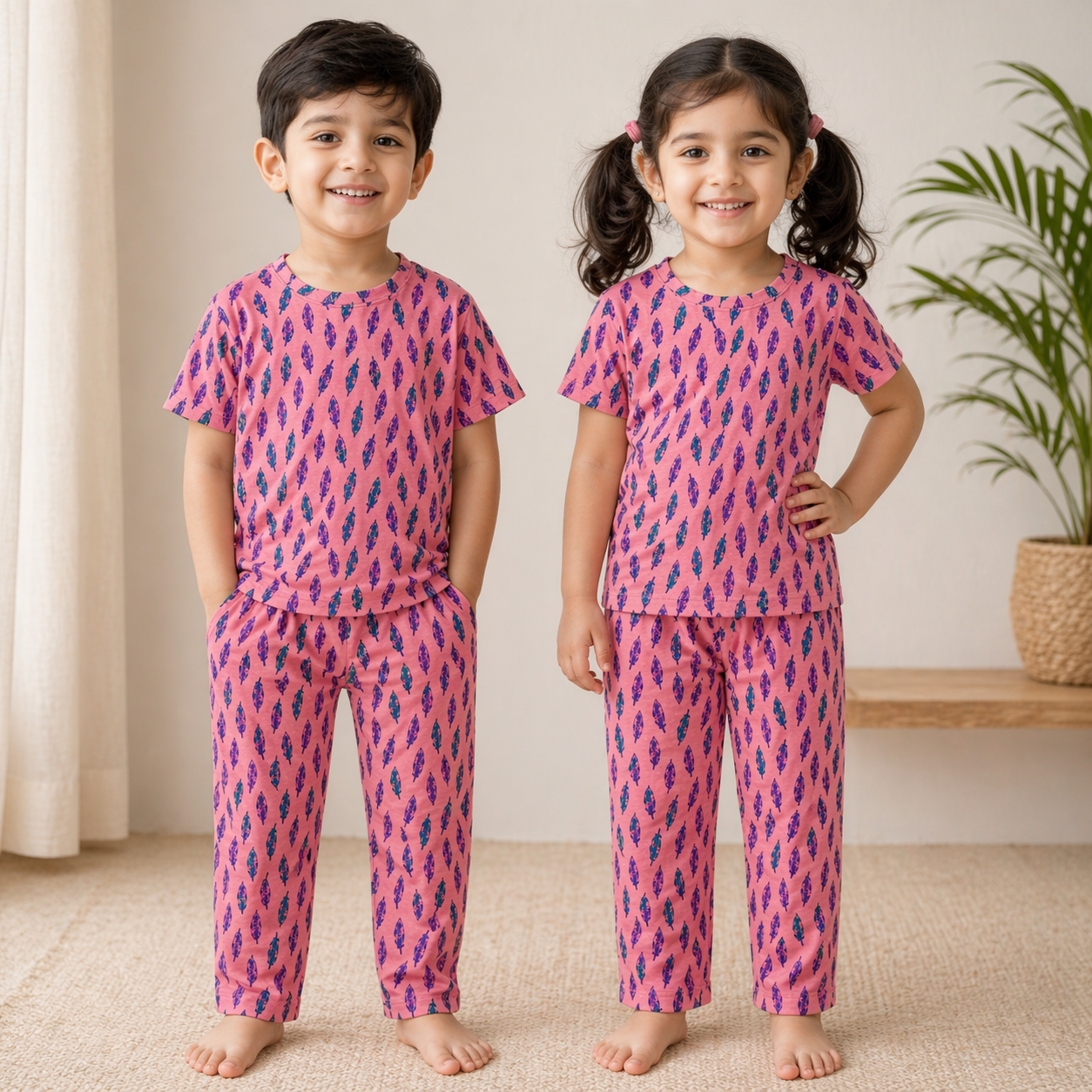 Unisex Printed Co-ord Set for Kids (Top & Pant)