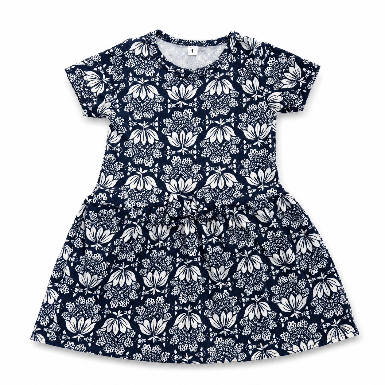 Navy Floral Frock with Bow (6M to 4Y)