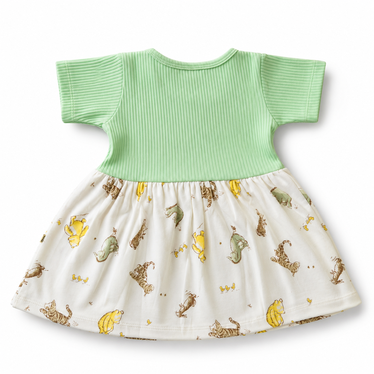 Green Animal Center Button Frock (0-2Y)