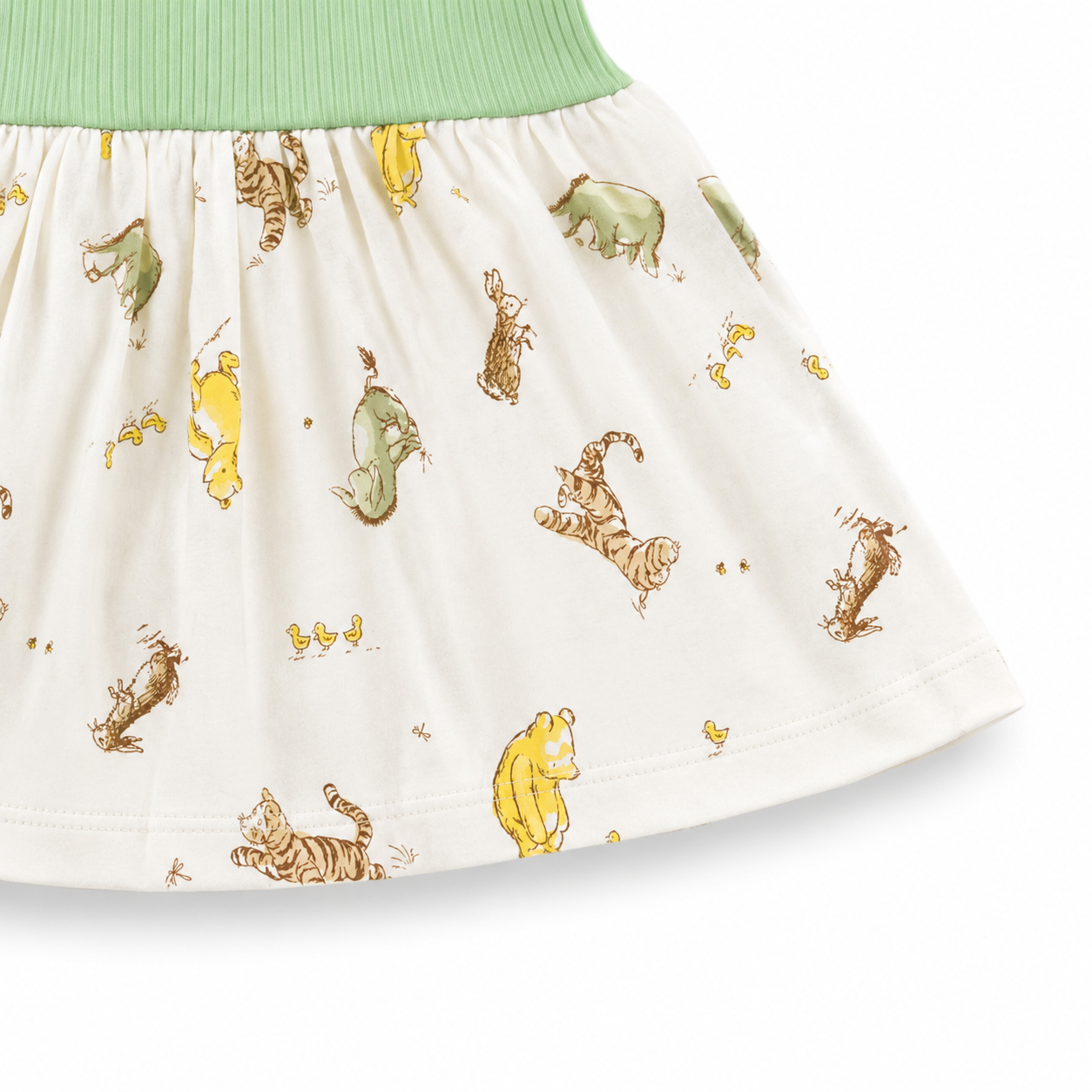 Green Animal Center Button Frock (0-2Y)