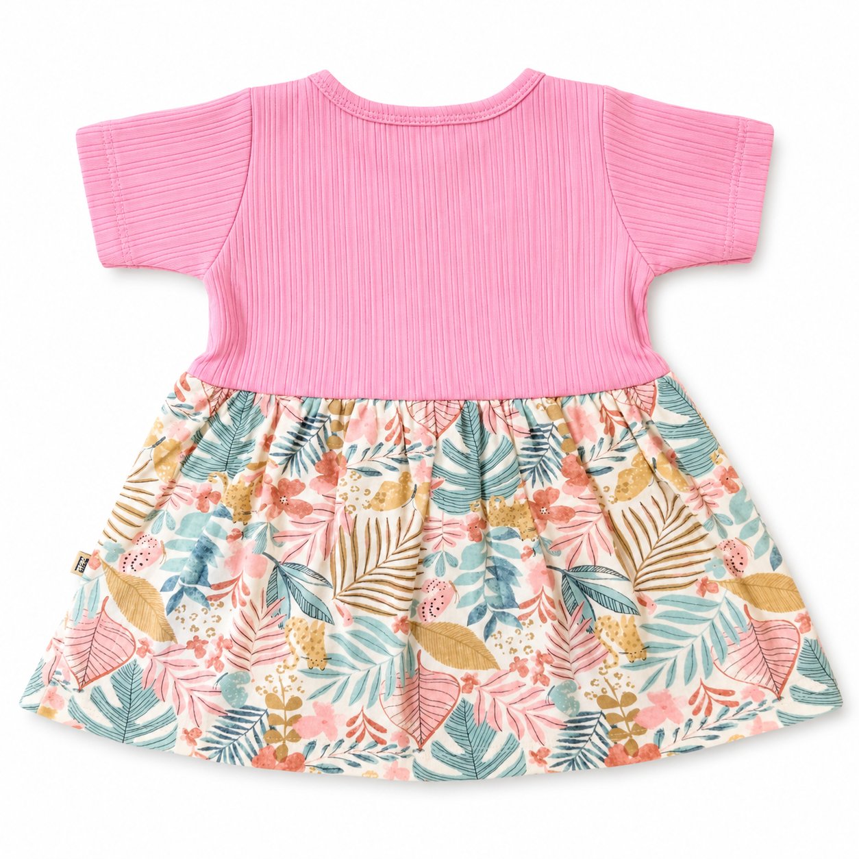 Pinky Leaf Center Button Frock (0–3 Years)