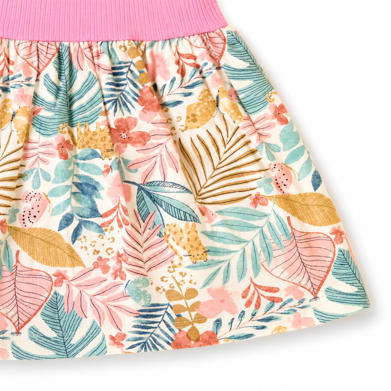 Pinky Leaf Center Button Frock (0–3 Years)