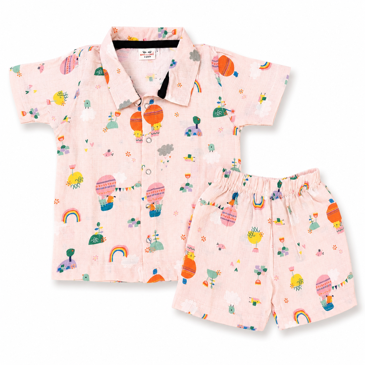 Play Peach (2 Layer Muslin) Co-Ord Set (1-5 Years)
