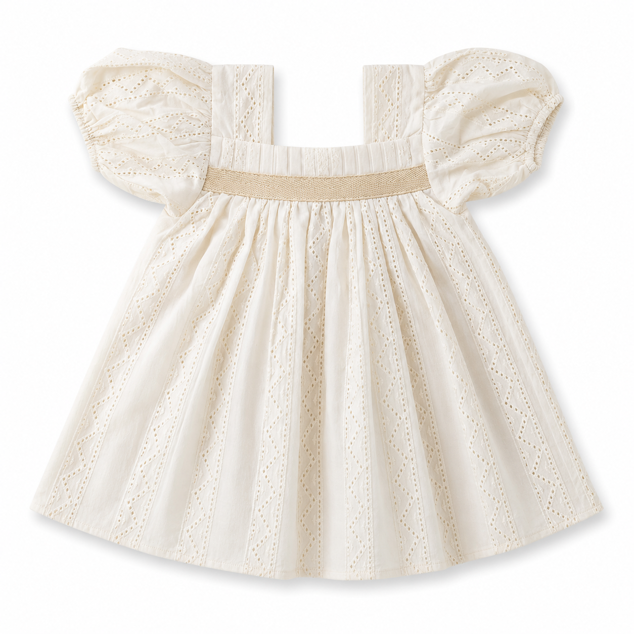 Hakoba Cream Puff Sleeve Frock (0-18Months)