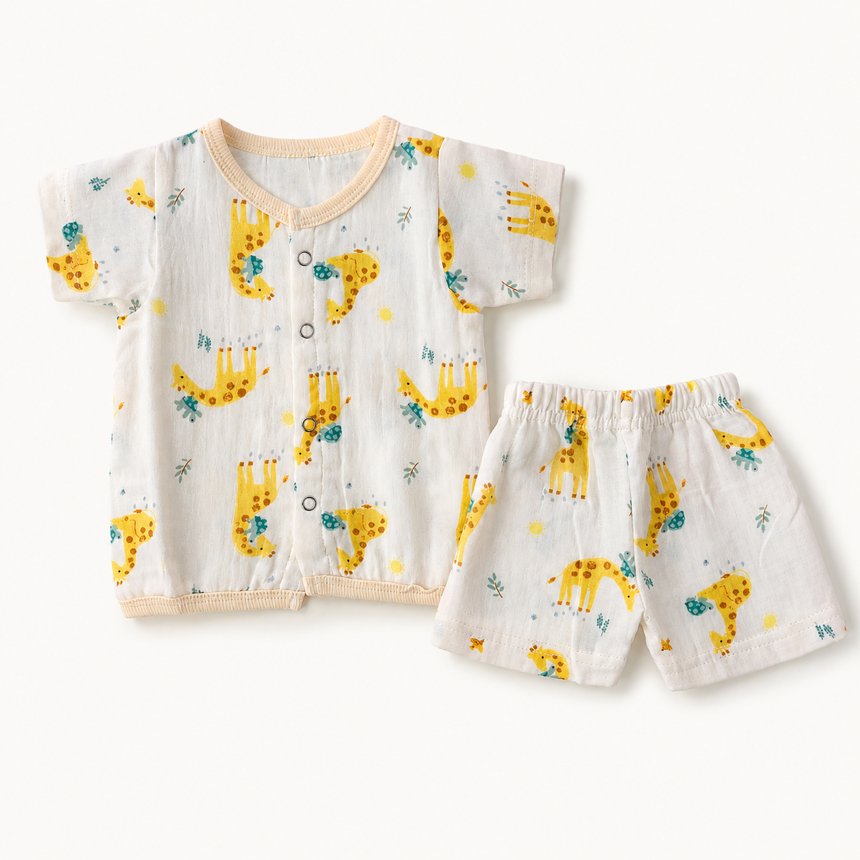 Muslin Half Sleeve Jabla Set (0–6 Months) Combo of 3