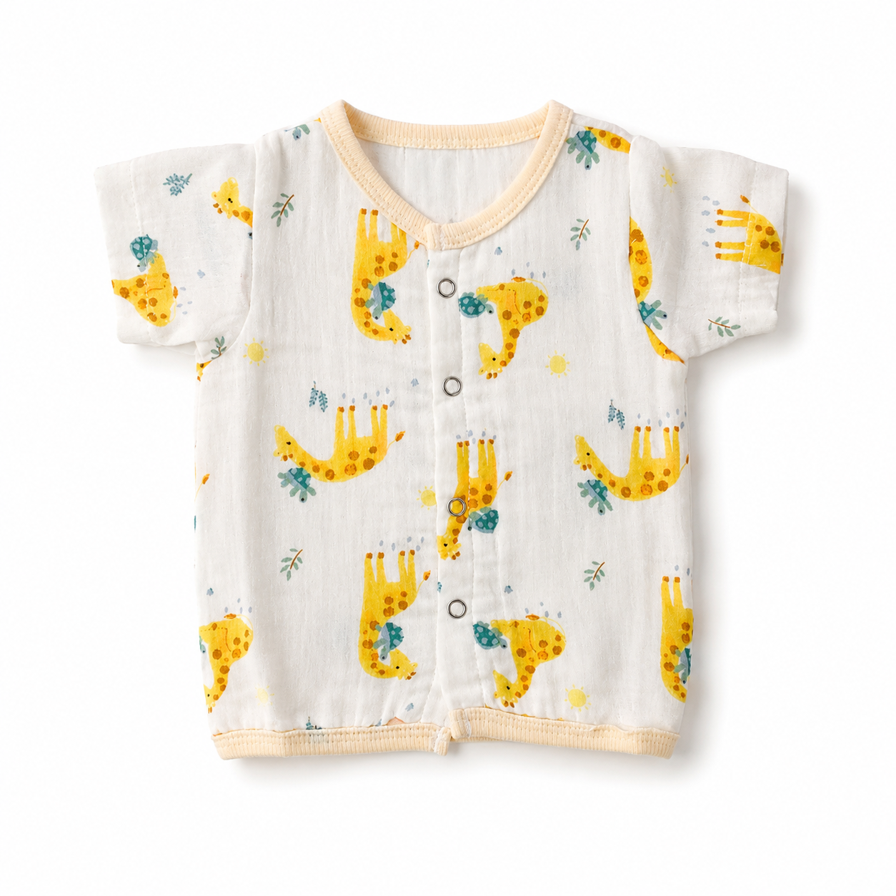 Muslin Half Sleeve Jabla Set (0–6 Months)