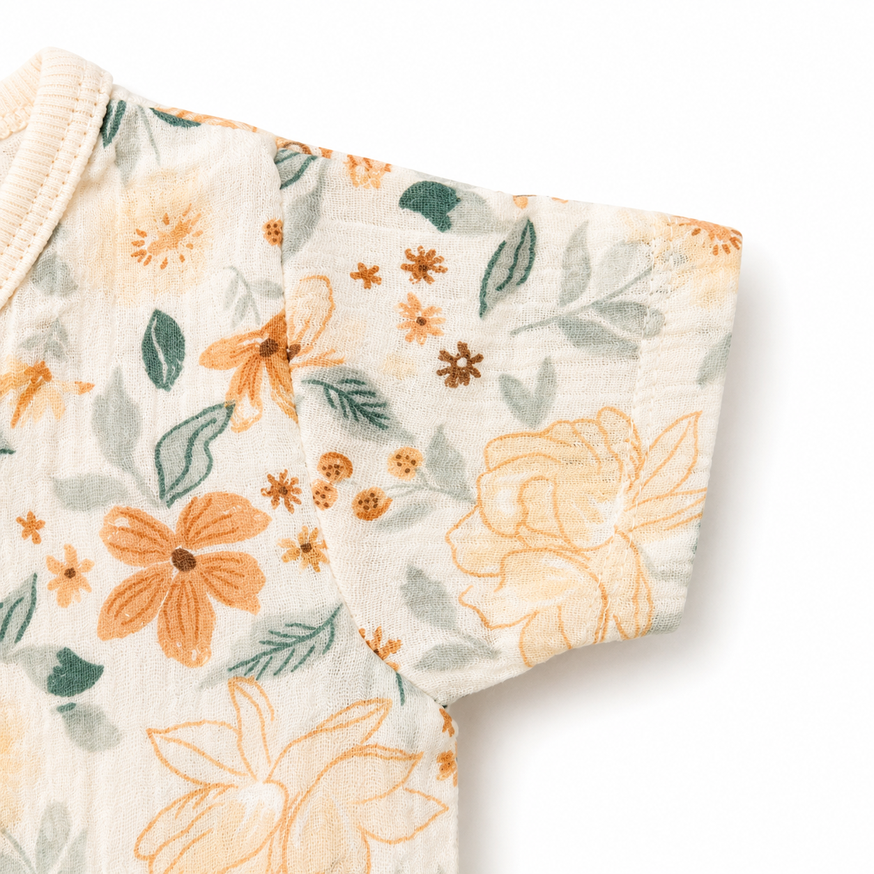 Muslin Half Sleeve Jabla Set (0–6 Months)