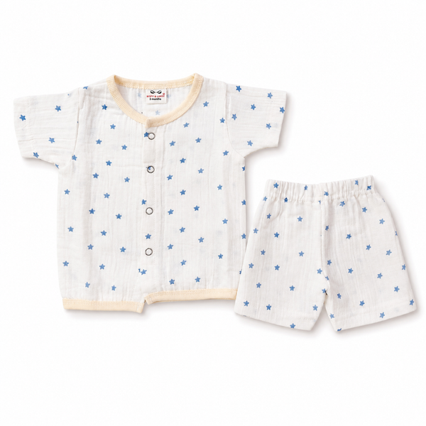 Muslin Half Sleeve Jabla Set (0–6 Months)