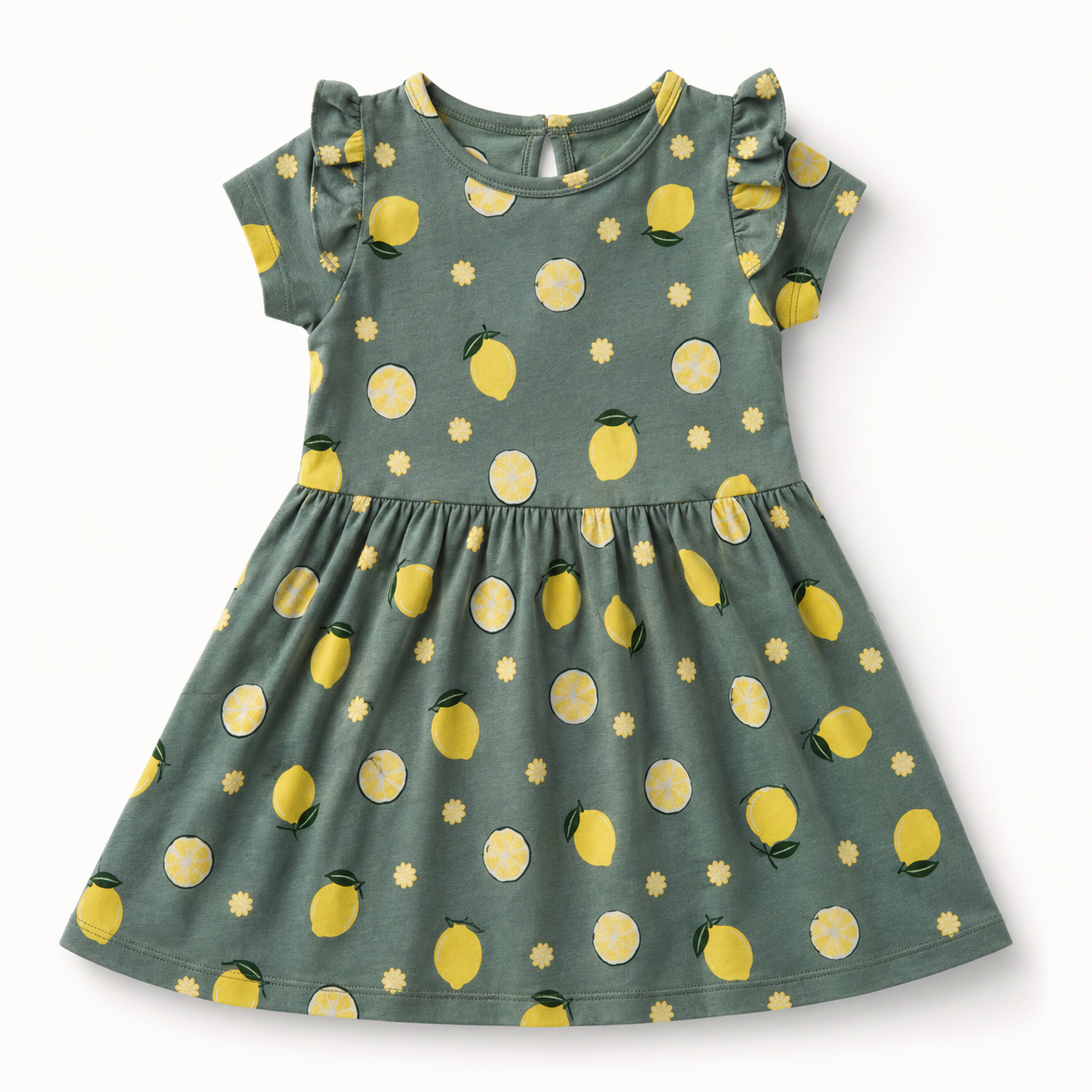Lemon Frill Sleeve Dress 1 to 8 Years
