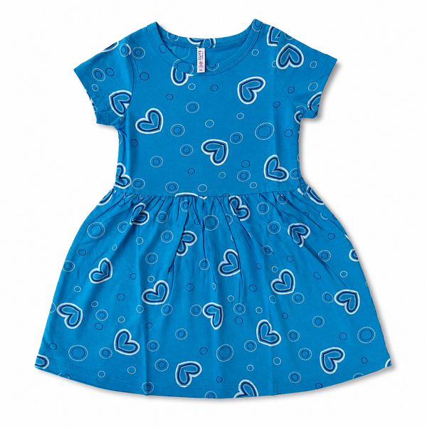Blue Heart Halfsleeve Dress 1 to 8 Years