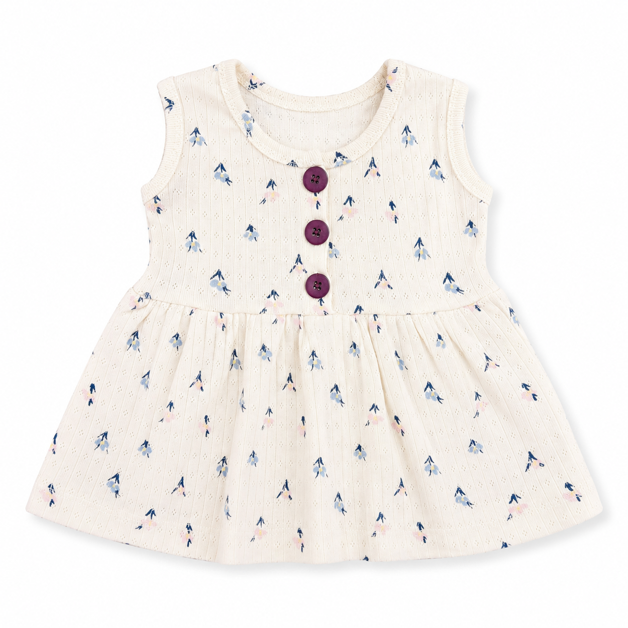 Butter Cotton Sleeveless Center Button Frock for Baby Girls | 0M–3Y