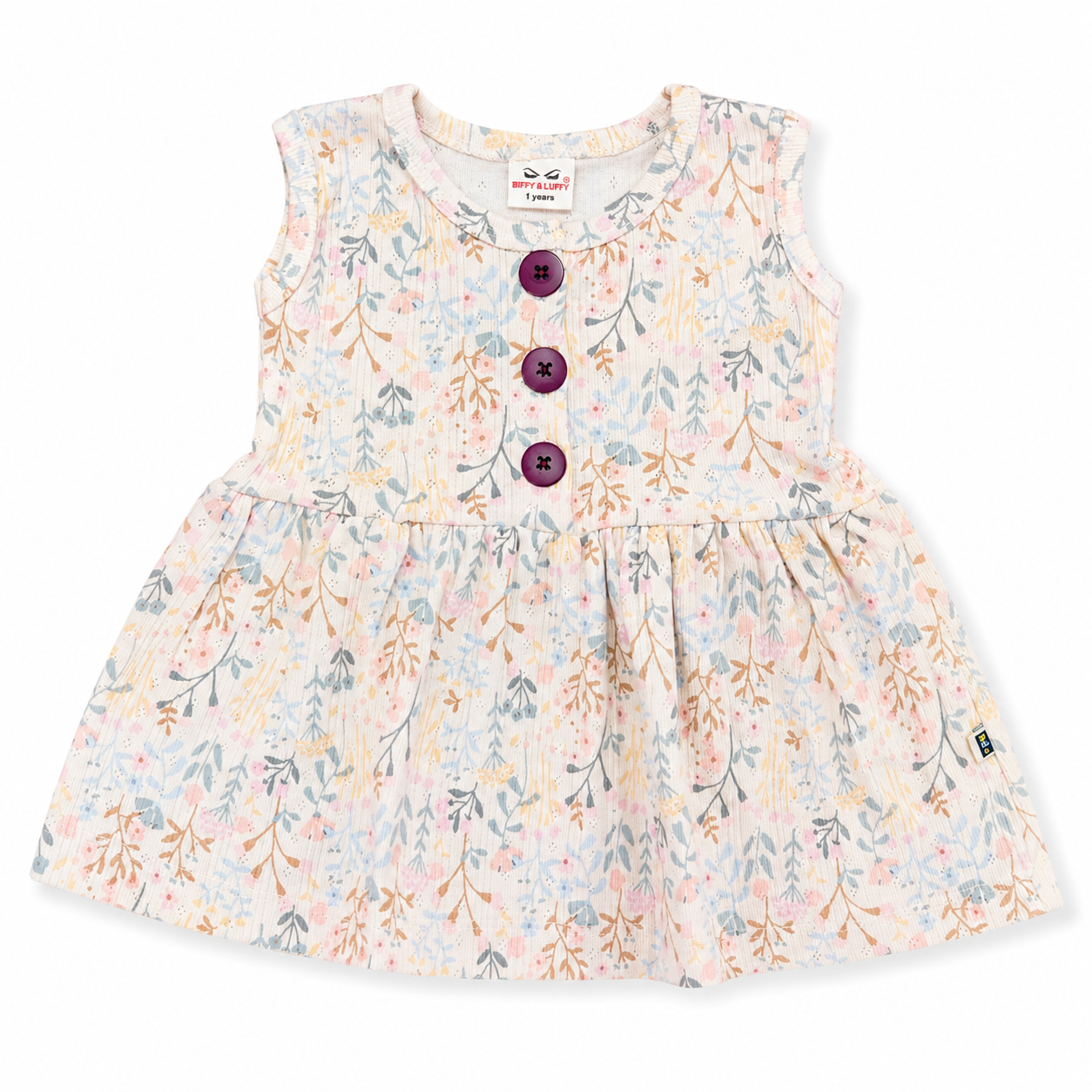 Butter Cotton Sleeveless Center Button Frock for Baby Girls | 0M–3Y