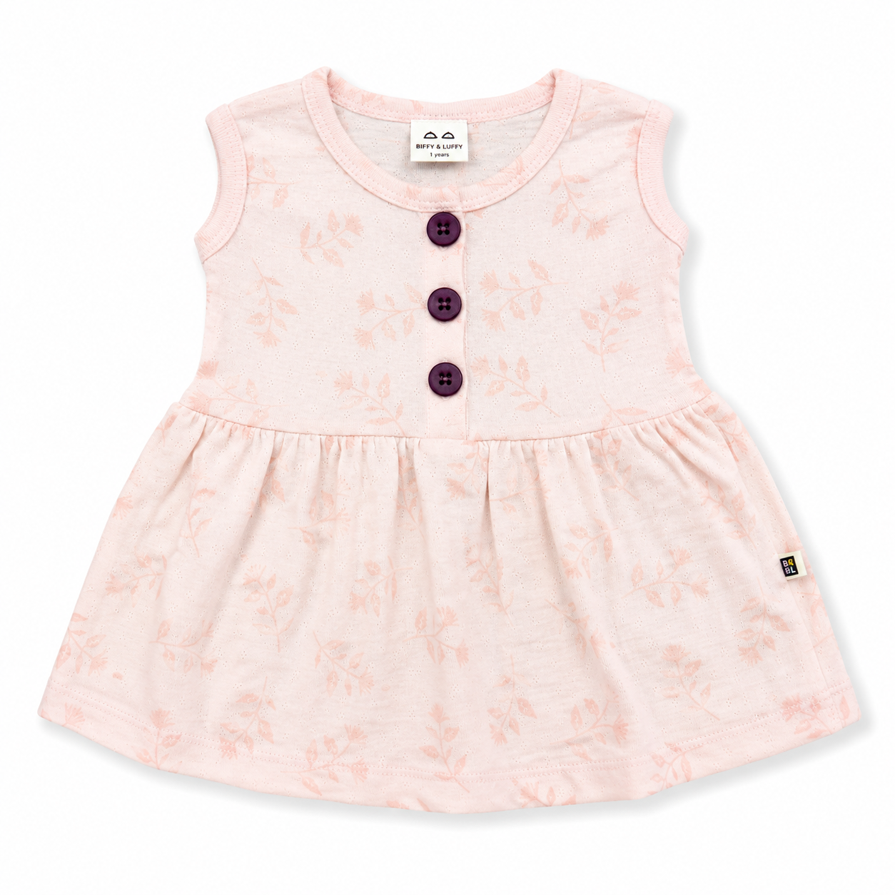 Butter Cotton Sleeveless Center Button Frock for Baby Girls | 0M–3Y