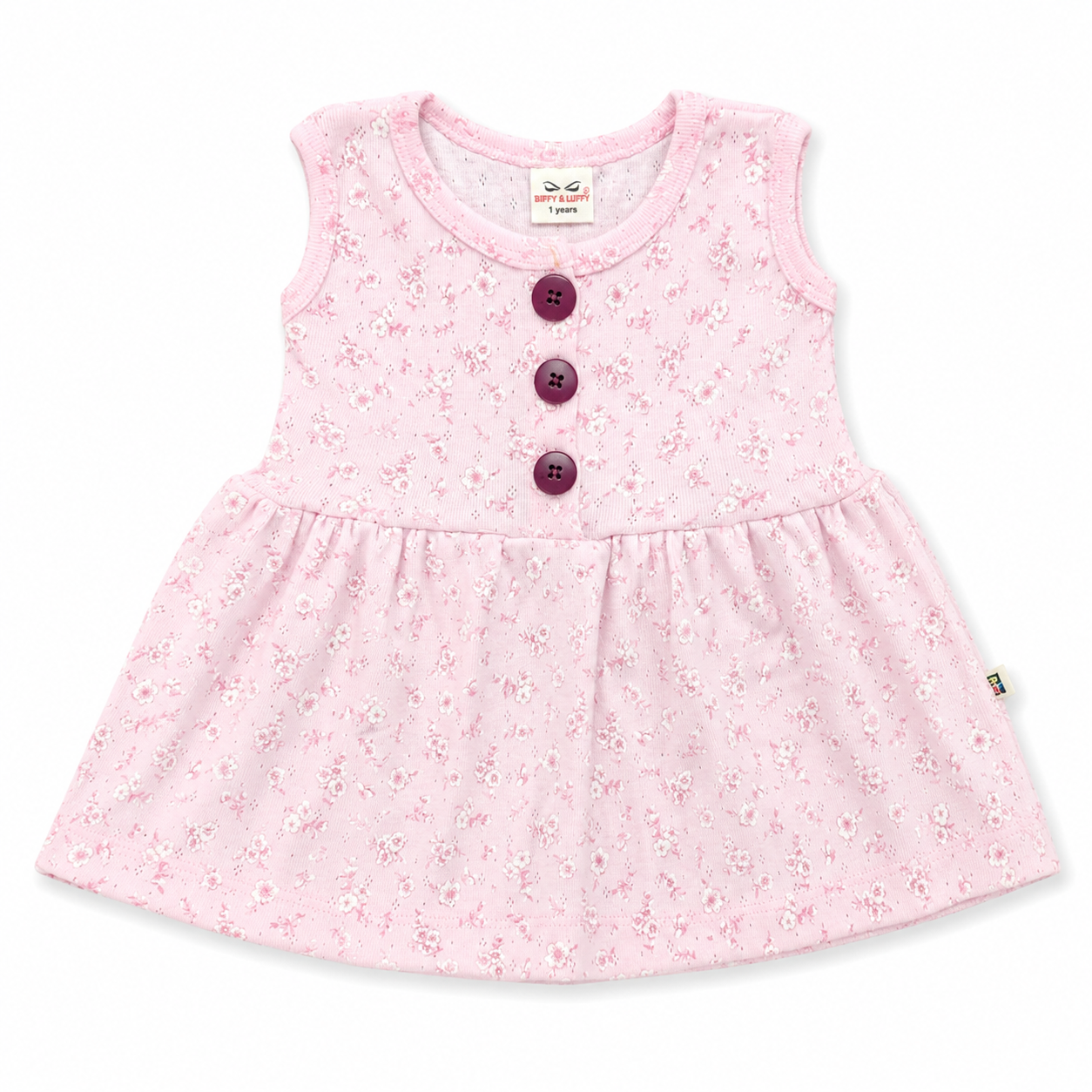 Butter Cotton Sleeveless Center Button Frock for Baby Girls | 0M–3Y