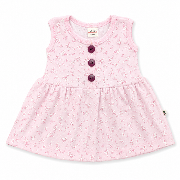 Butter Cotton Sleeveless Center Button Frock for Baby Girls | 0M–3Y