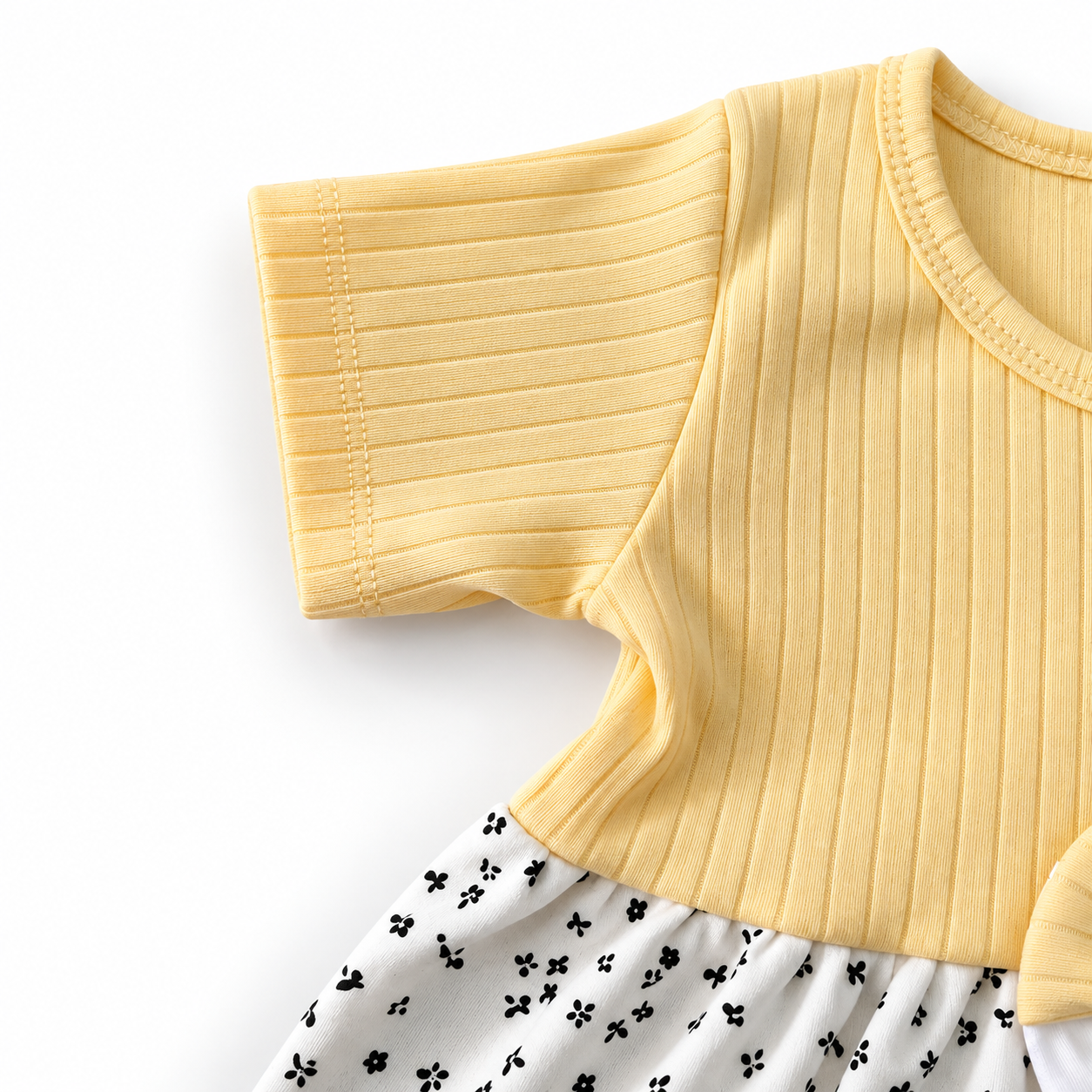 Pastel Yellow Center Button Frock (2-5Y)