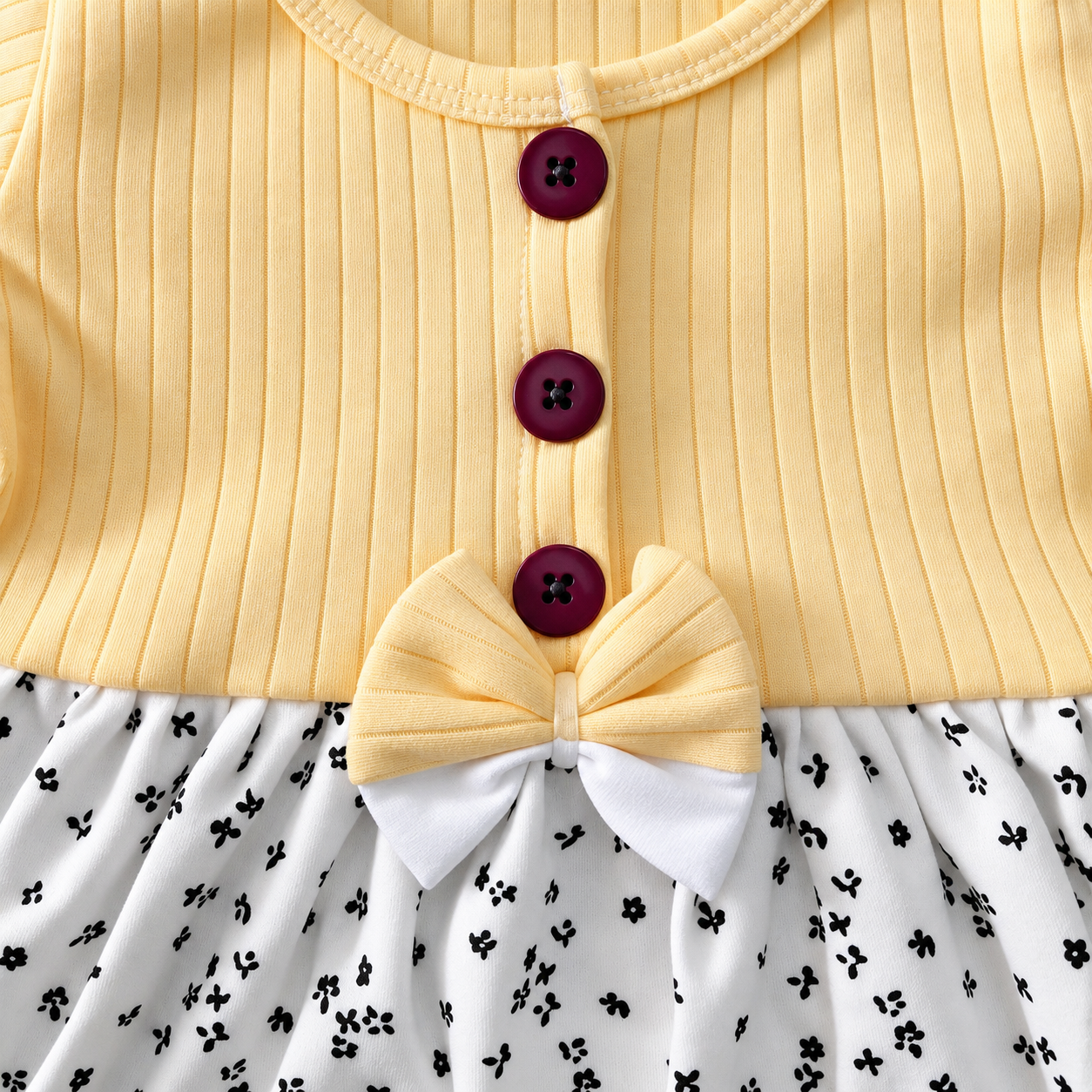 Pastel Yellow Center Button Frock (2-5Y)