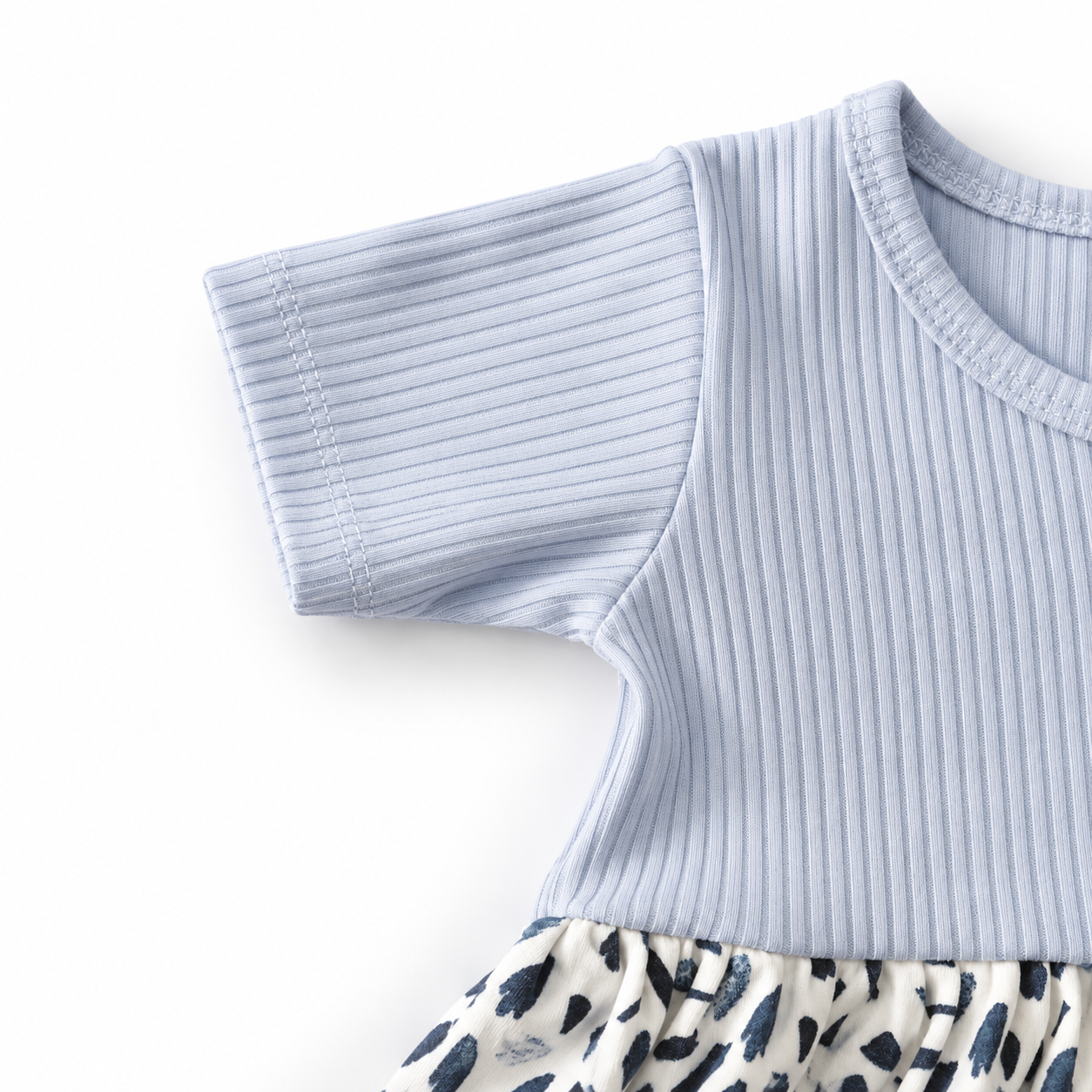 Pastel Blue Center Button Frock (2-5Y)