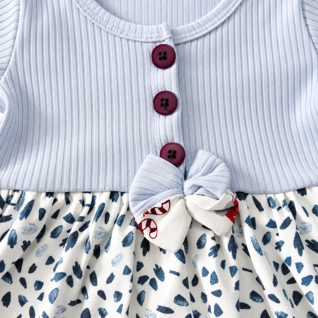 Pastel Blue Center Button Frock (2-5Y)