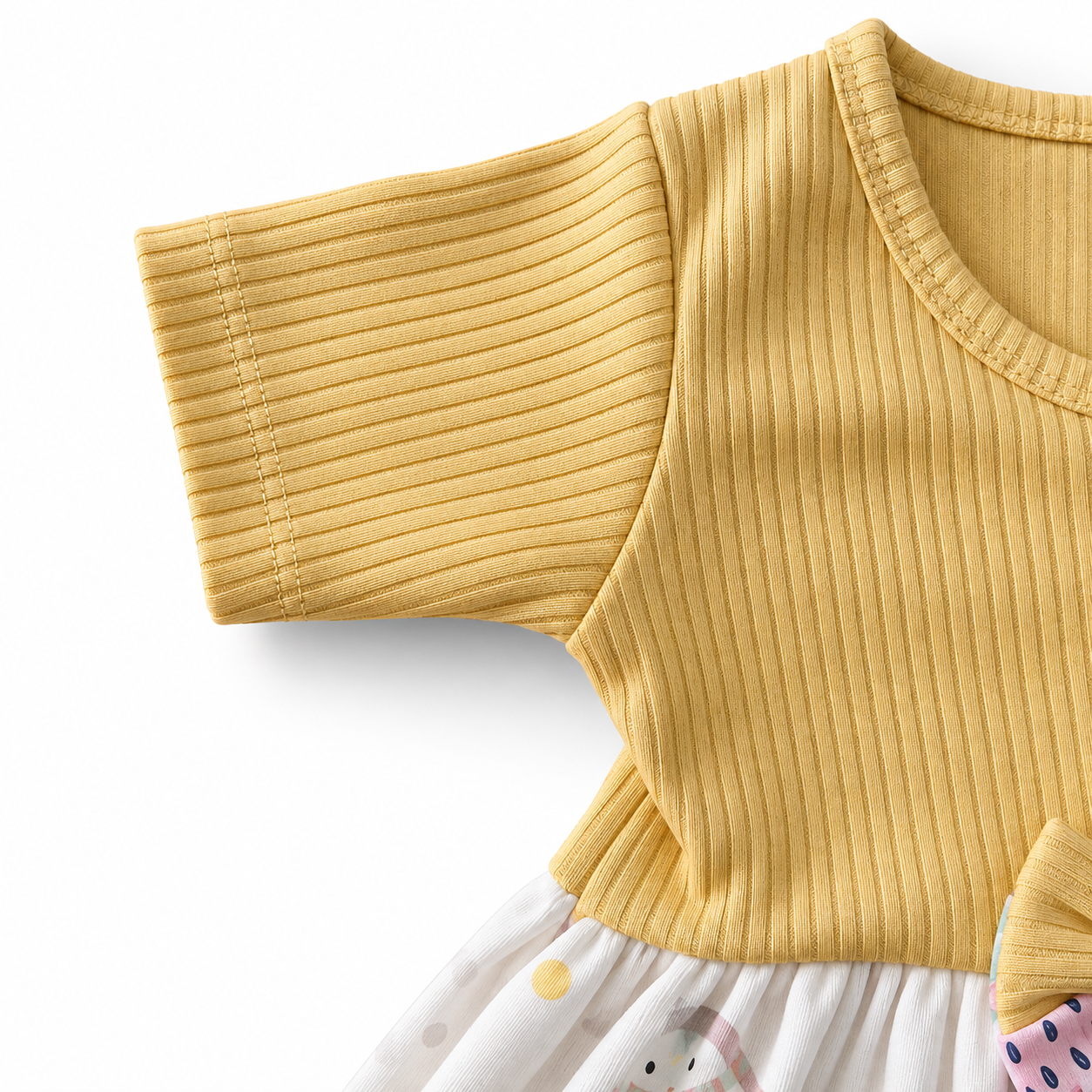 Mustard Ribbed Center Button Frock (2-5Y)