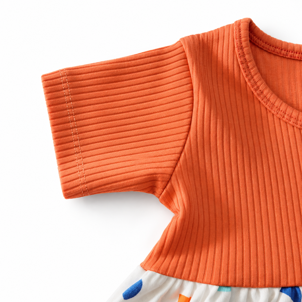 Coral Ribbed Bodice Center Button Frock (2-5Y)