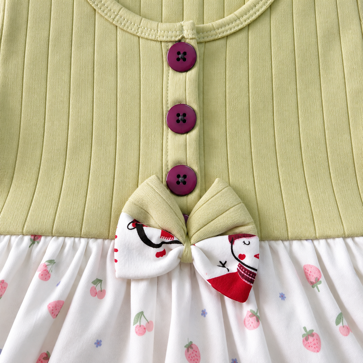 Sage Ribbed Knit Center Button Frock (2-5Y)