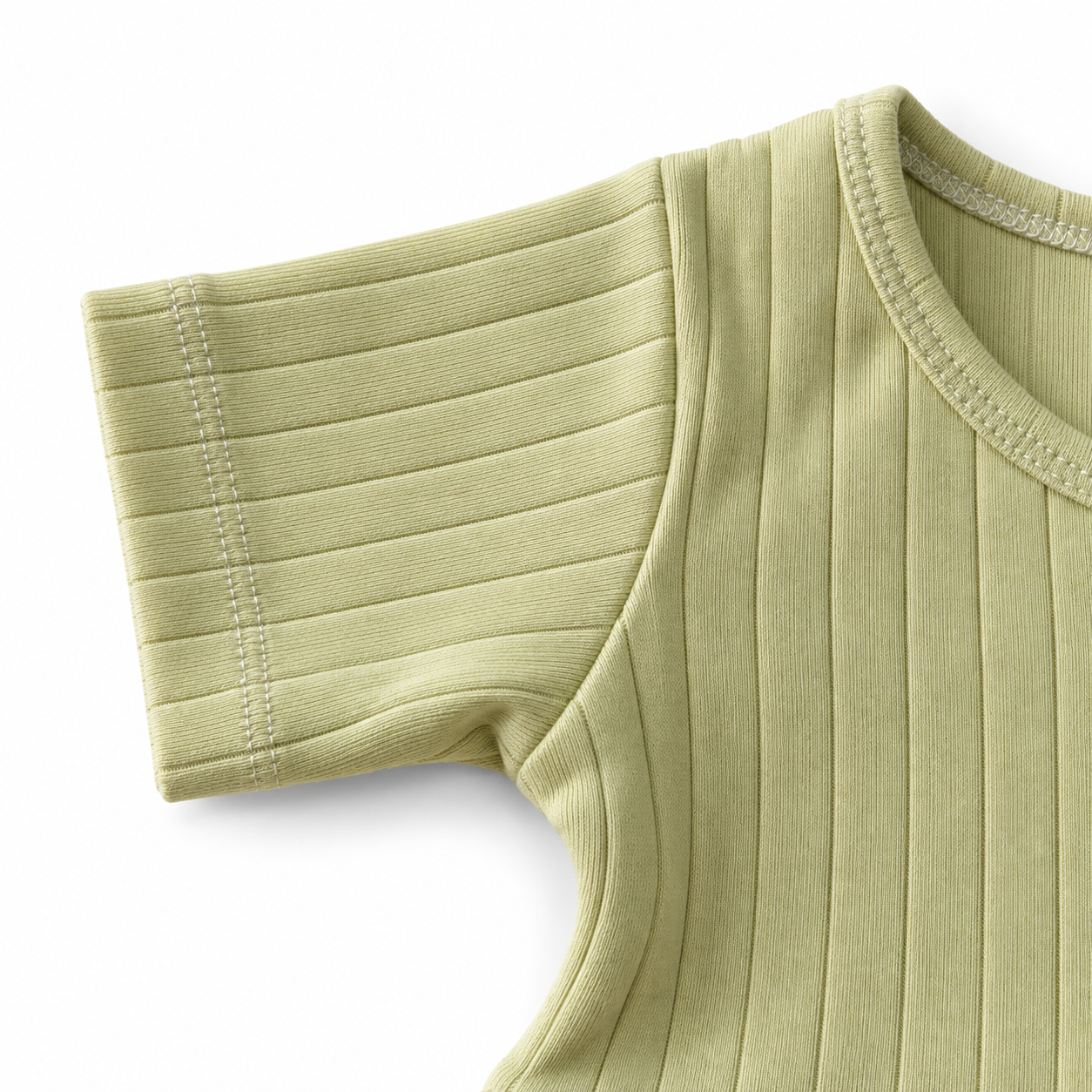 Sage Ribbed Knit Center Button Frock (2-5Y)