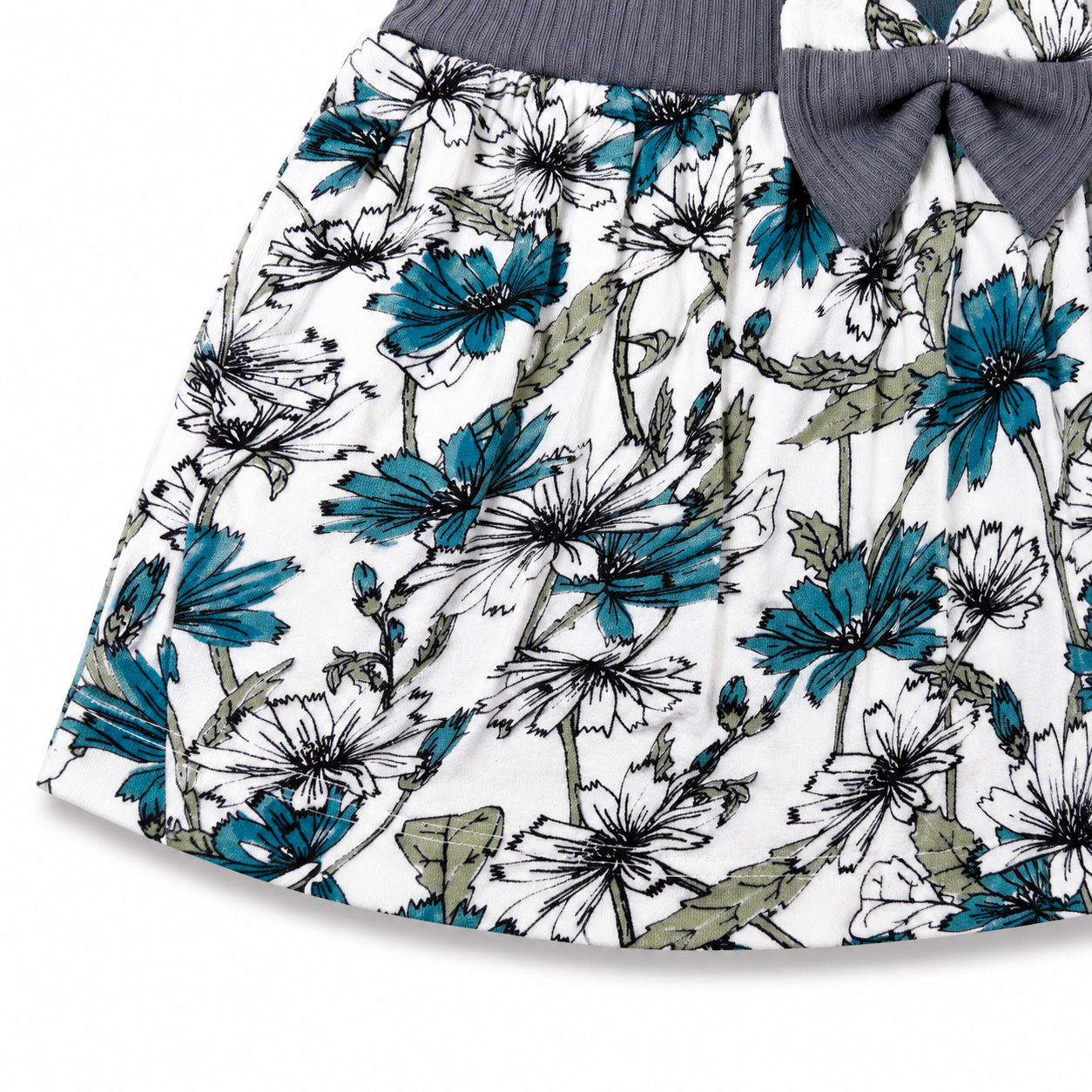 Blue Flower Center Button Frock (0–2 Years)