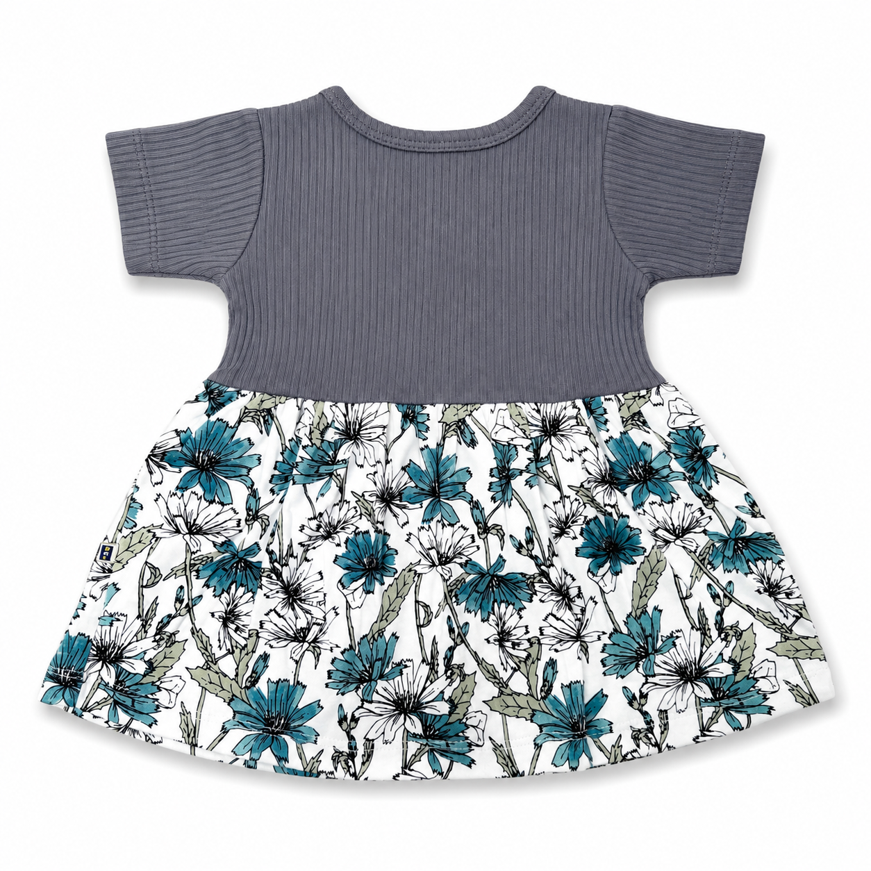 Blue Flower Center Button Frock (0–2 Years)