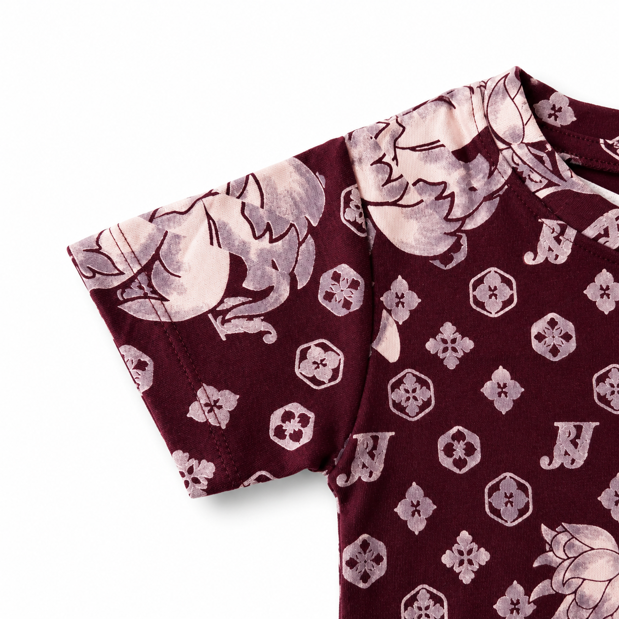 Unisex Brown Floral Interlock Cotton Co-ord Set (2–6 Years)