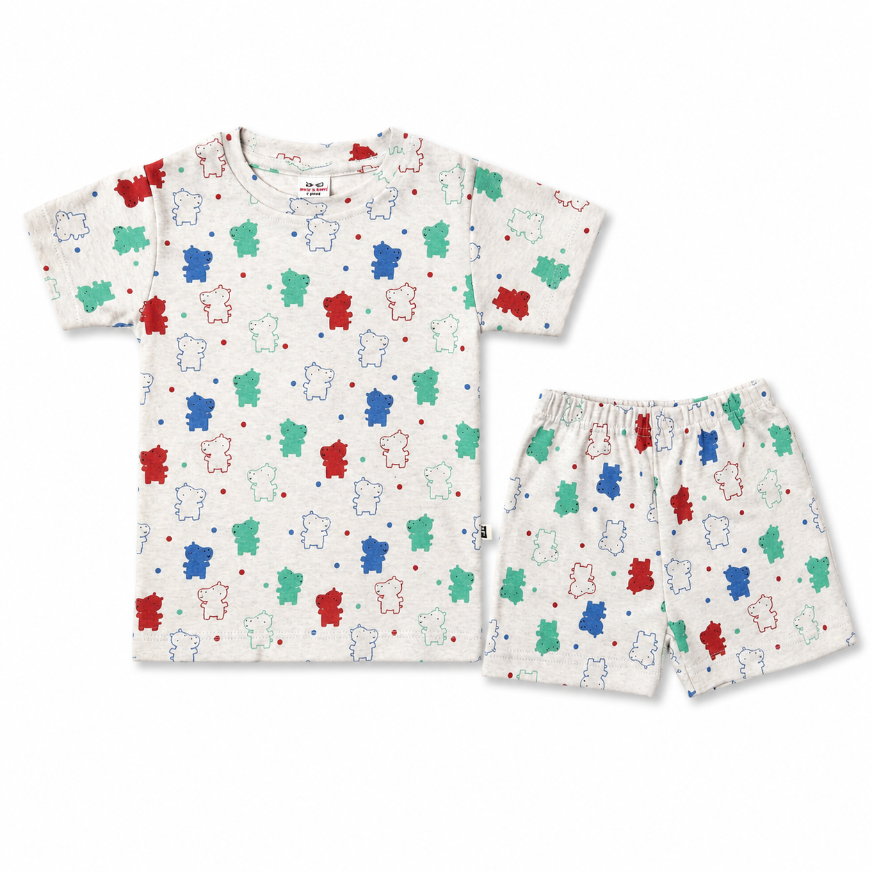 Unisex Hippo Interlock Cotton Co-ord Set (2–6 Years)