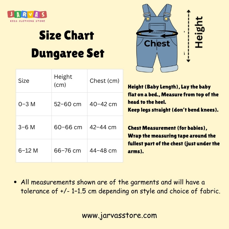 Unisex Dungaree set for babies (0-3 M)