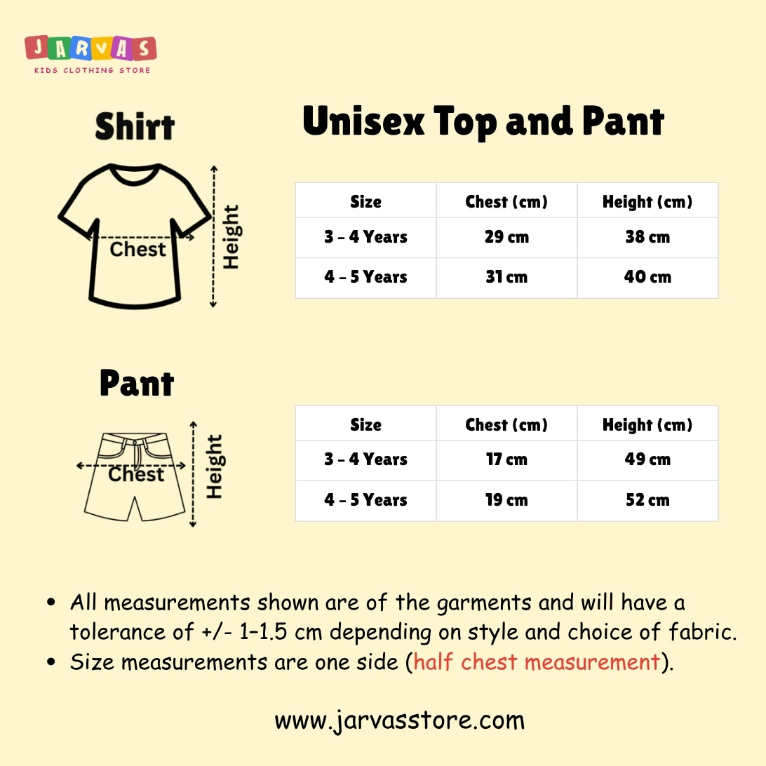 Unisex Printed Co-ord Set for Kids (Top & Pant)
