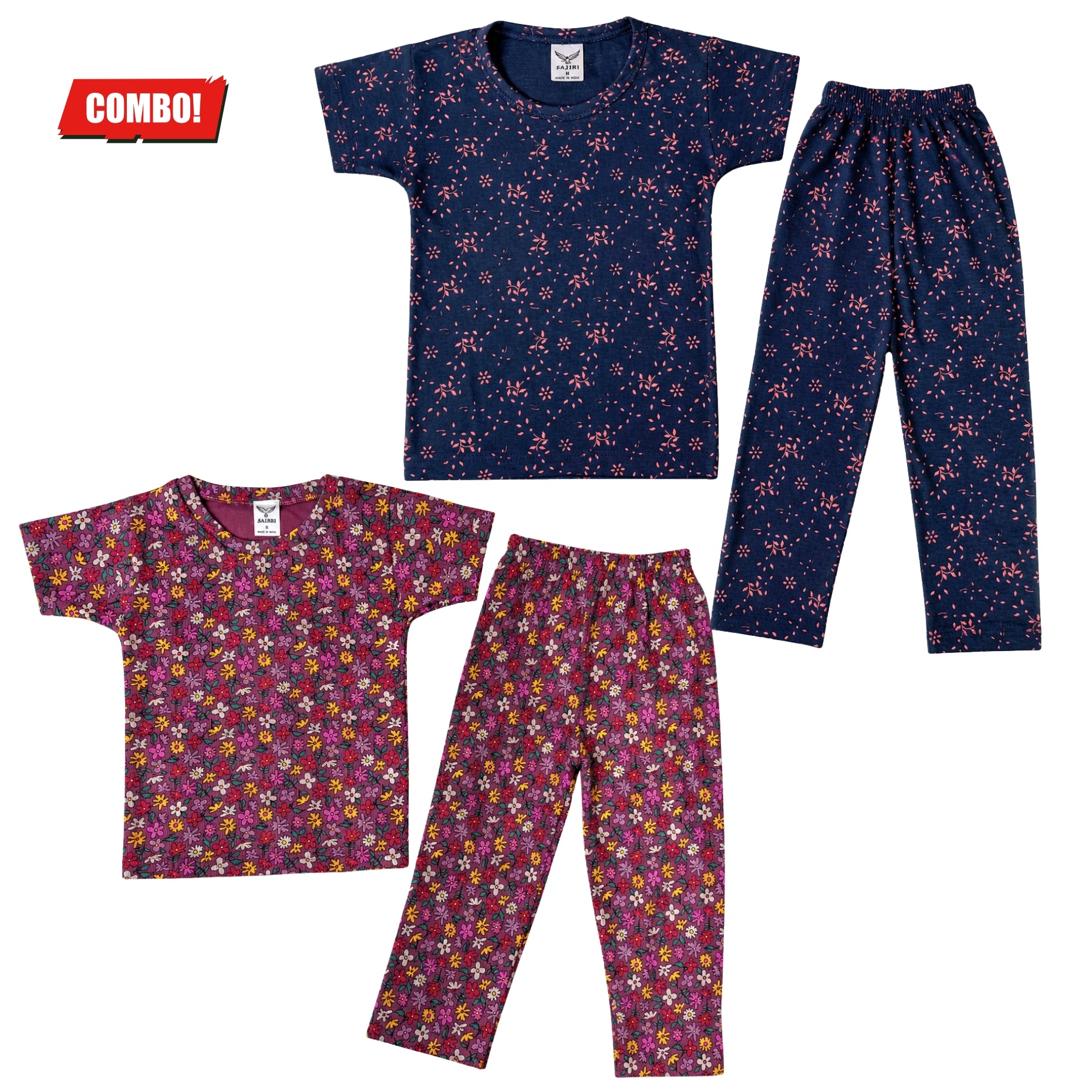 Unisex Printed Co-ord Set for Kids Combo of 2 (3–4 years) - top & pant