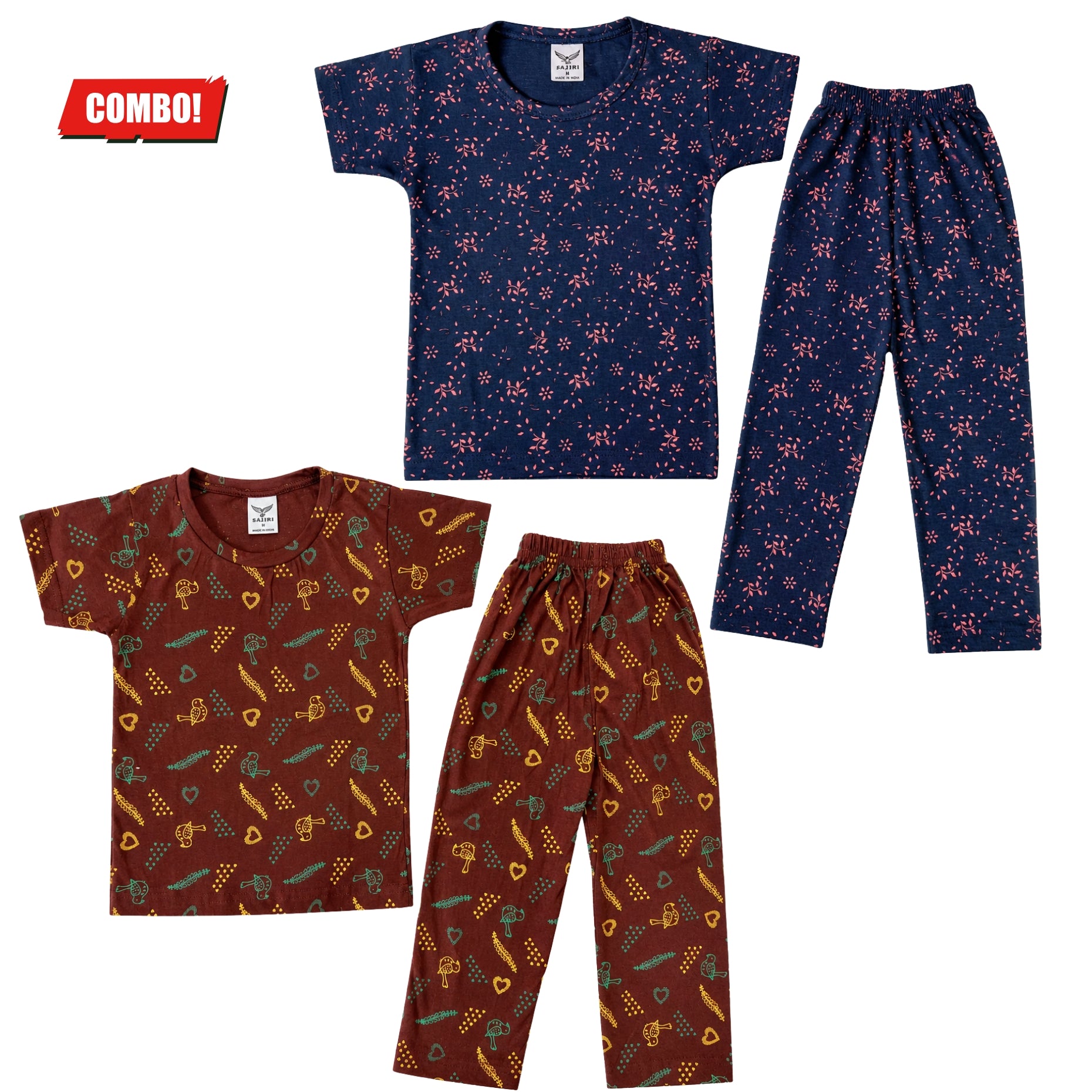 Unisex Printed Co-ord Set for Kids Combo of 2 (3–4 years) - top & pant